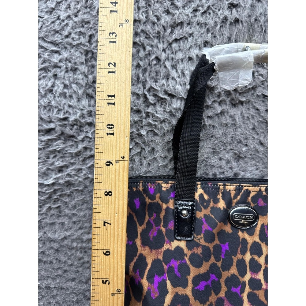 NWT Coach Leopard Print Nylon Weekender Tote Bag Multicolor w/ Pouch 11 x 8.5 - Picture 10 of 11